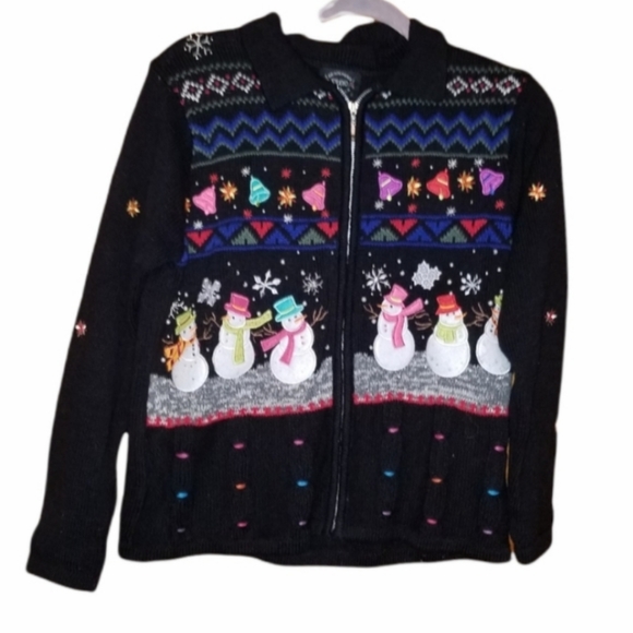 Vintage Sweaters - Vintage Christmas Carolling Snowmen Sweater